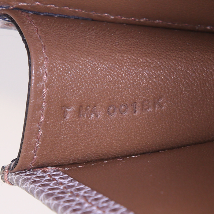 Pochette Hermes Jige in pelle di vitello doblis marrone e pelle marrone - Detail D4