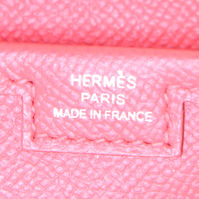 Pochette Hermes Jige en cuir epsom rose Jaipur - Detail D3