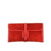 Hermes Jige pouch in red doblis calfskin and red leather - 360 thumbnail