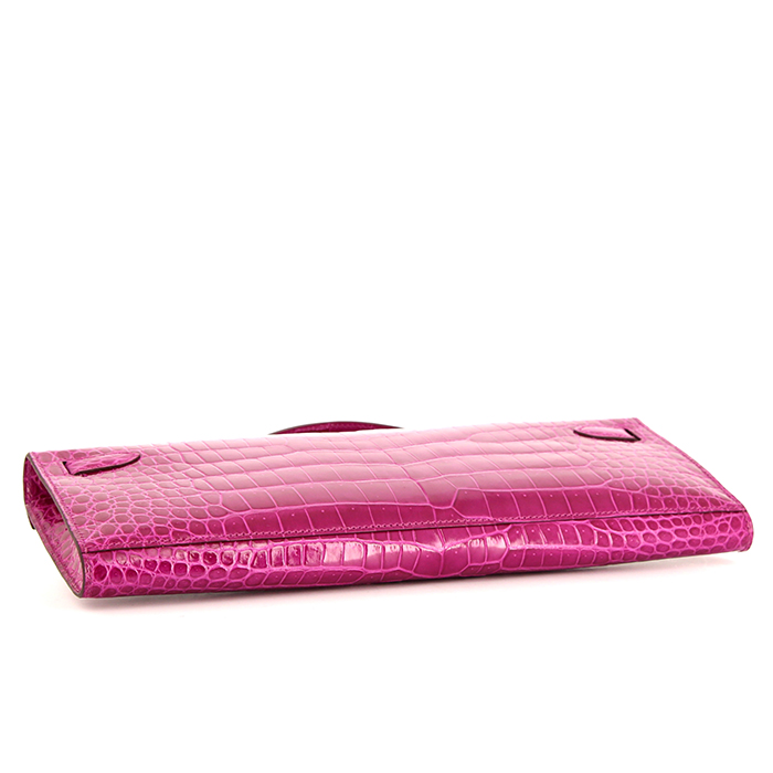 Pochette Hermès Kelly Cut in coccodrillo marino Rose Sheherazade - Detail D5