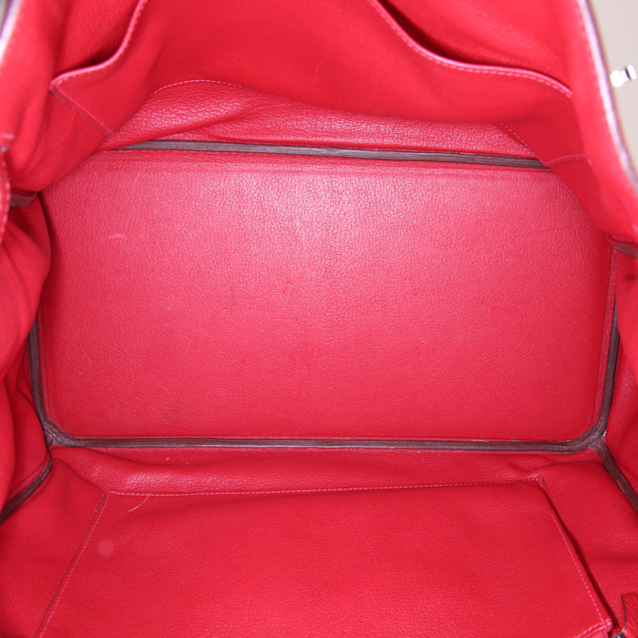 Hermes Birkin 40 cm handbag in red leather taurillon clémence - Detail D2