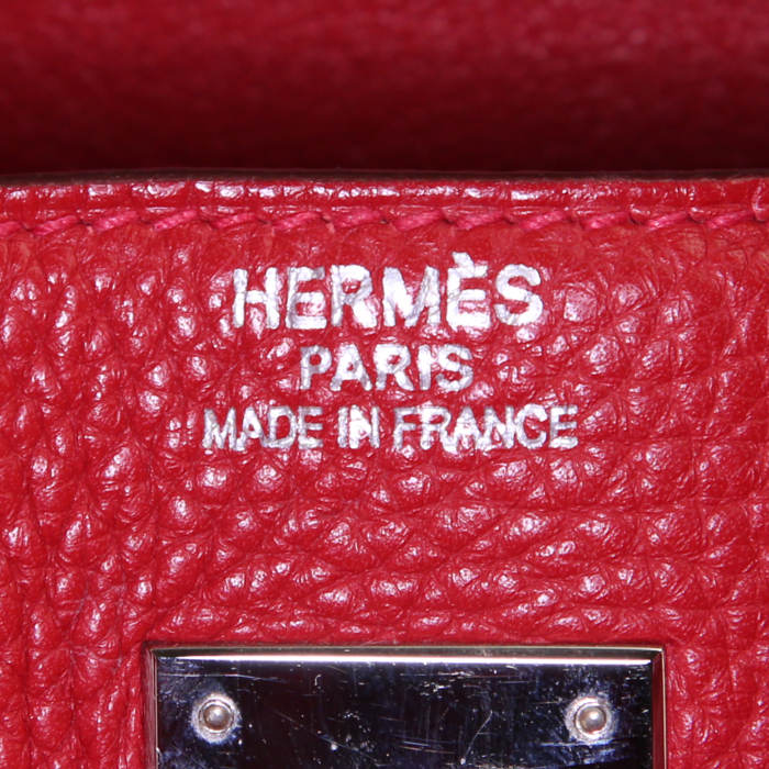 Borsa Hermes Birkin 40 cm in pelle taurillon clemence rossa - Detail D3