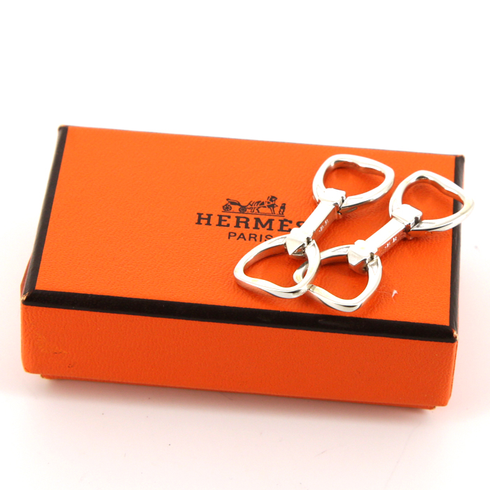 Hermès Etrier pair of cufflinks in silver - Detail D2