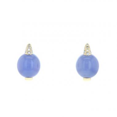 Orecchini Pomellato Luna in oro giallo, calcedonio blu e diamanti