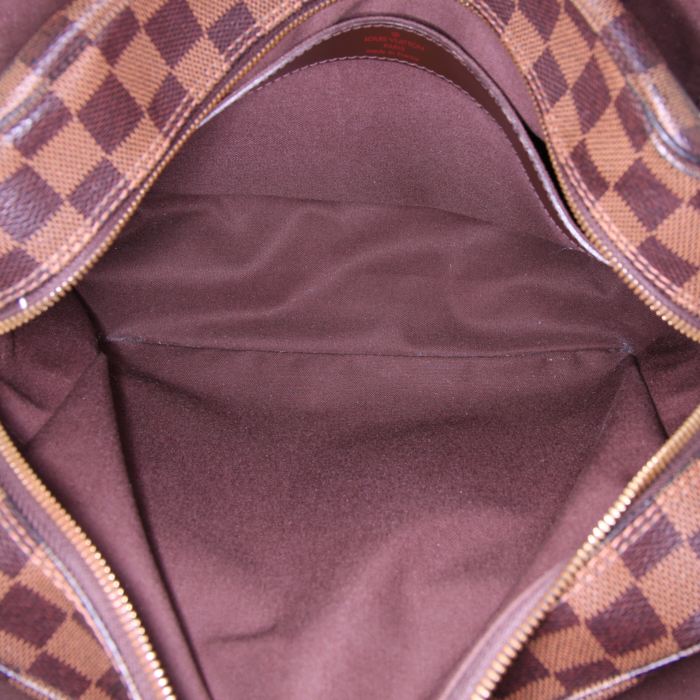Bolso bandolera Louis Vuitton Naviglio en lona a cuadros revestida ébano y cuero marrón - Detail D2