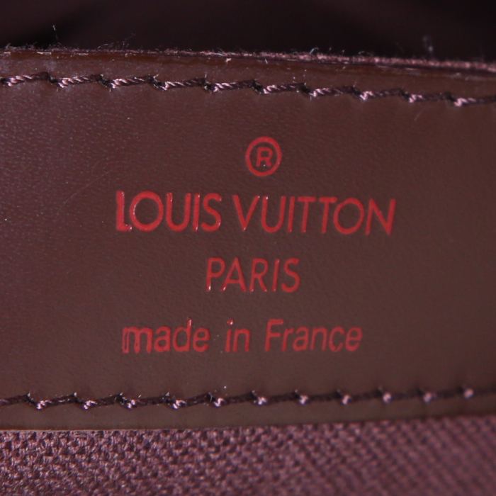 Louis Vuitton Naviglio shoulder bag in ebene damier canvas and brown leather - Detail D3