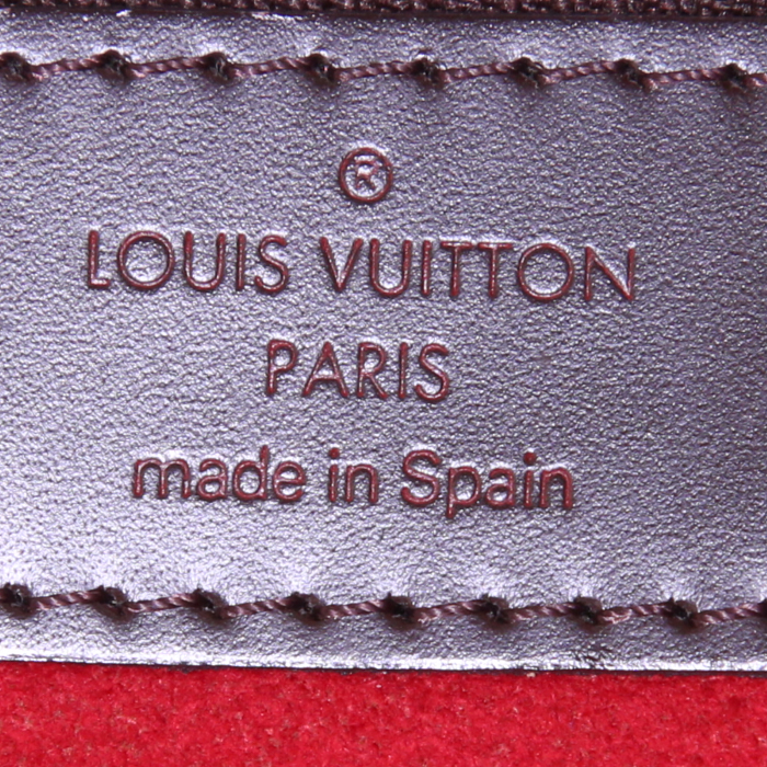 Bolso Cabás Louis Vuitton Hampstead modelo mediano en lona a cuadros ébano y cuero marrón - Detail D3