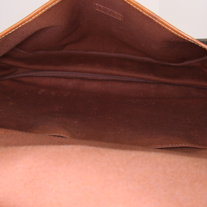 Louis Vuitton Saumur large model shoulder bag in brown monogram canvas and natural leather - Detail D2