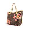 Shopping bag Louis Vuitton Neverfull in tela monogram marrone a fiori e pelle naturale - 00pp thumbnail