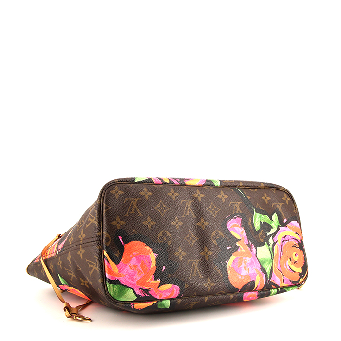 Louis Vuitton Neverfull shopping bag in brown monogram canvas and natural leather - Detail D4