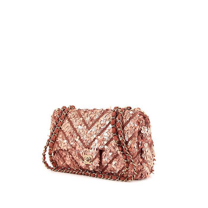 Borsa Chanel Timeless in paillettes rosa - 00pp