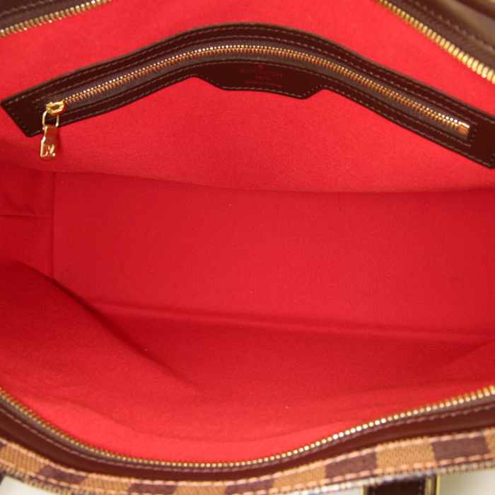 Louis Vuitton Chelsea shopping bag in ebene damier canvas and brown leather - Detail D2