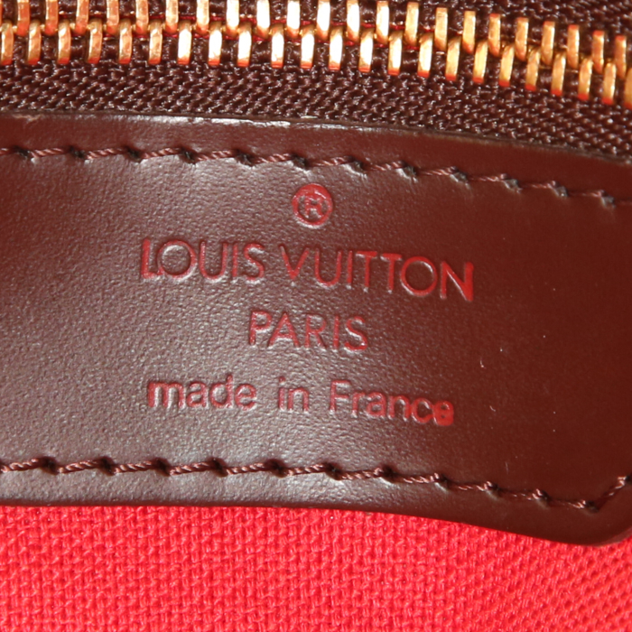 Louis Vuitton Chelsea shopping bag in ebene damier canvas and brown leather - Detail D3