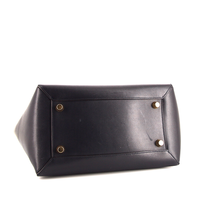 Sac à main Celine Belt grand modèle en cuir bleu-foncé - Detail D5