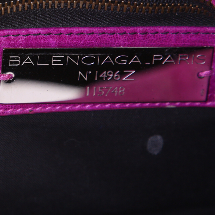 Sac à main Balenciaga Classic City en cuir rose - Detail D4
