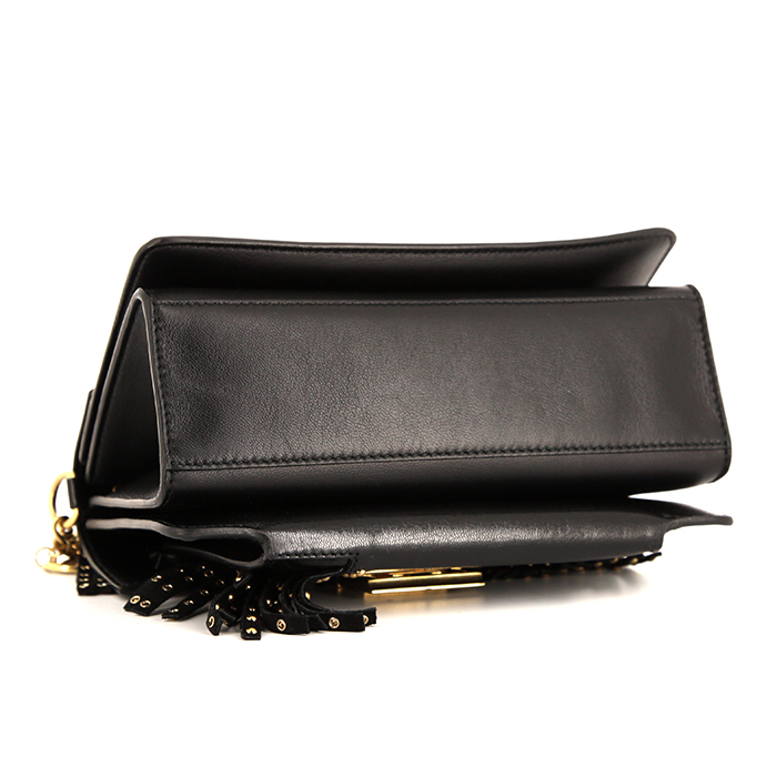 Bolso de mano Givenchy GV3 en ante negro y cuero negro - Detail D5