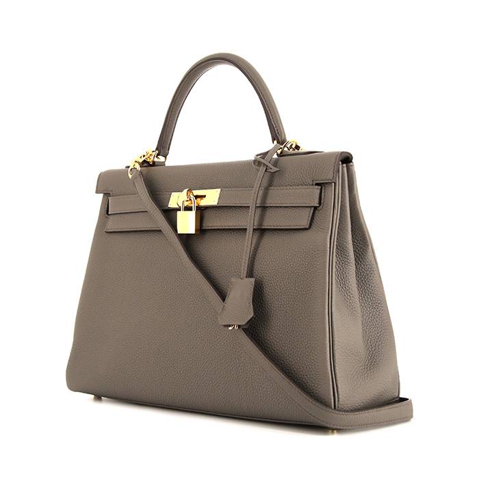 Borsa Hermes Kelly 32 cm in pelle togo grigia stagna