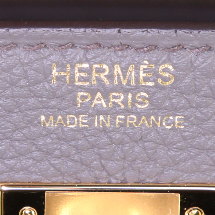 Borsa Hermes Kelly 32 cm in pelle togo grigia stagna - Detail D4