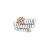 Articulated Bulgari Serpenti ring in stainless steel,  pink gold and diamonds - 00pp thumbnail