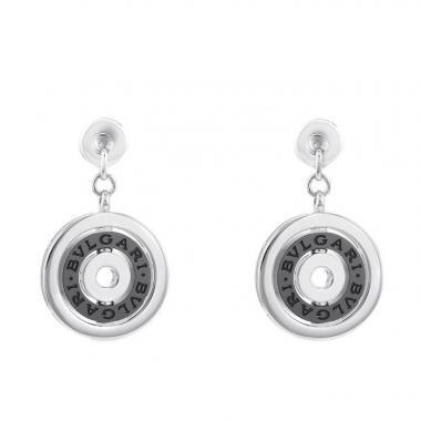 Paire de pendants d'oreilles Bulgari Astrale en or blanc et céramique noire
