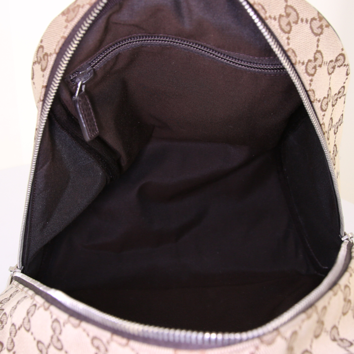 Mochila Gucci Vintage en lona Monogram beige y marrón - Detail D2