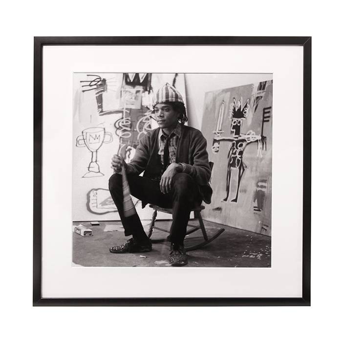 Pierre Houles, "Jean-Michel Basquiat in his studio in NYC 1982", framed photograph, signed and numbered - 00pp