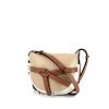 Loewe Gate shoulder bag in beige, white and brown leather - 00pp thumbnail