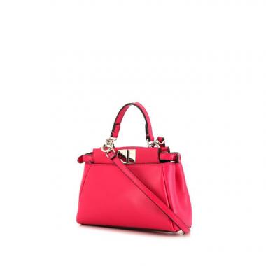 Bolso bandolera Fendi Peekaboo Mini Pocket en cuero rosa