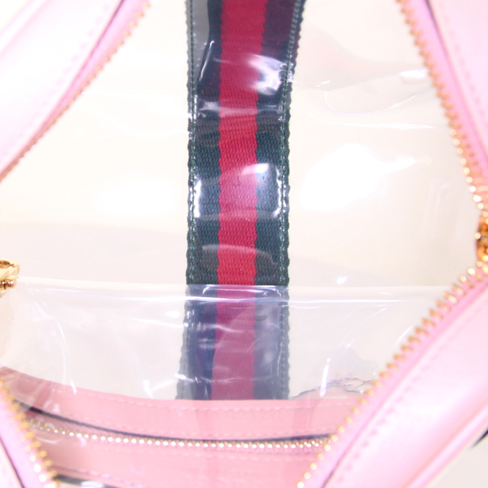 Gucci Ophidia shoulder bag in transparent plexiglas and pink leather - Detail D2