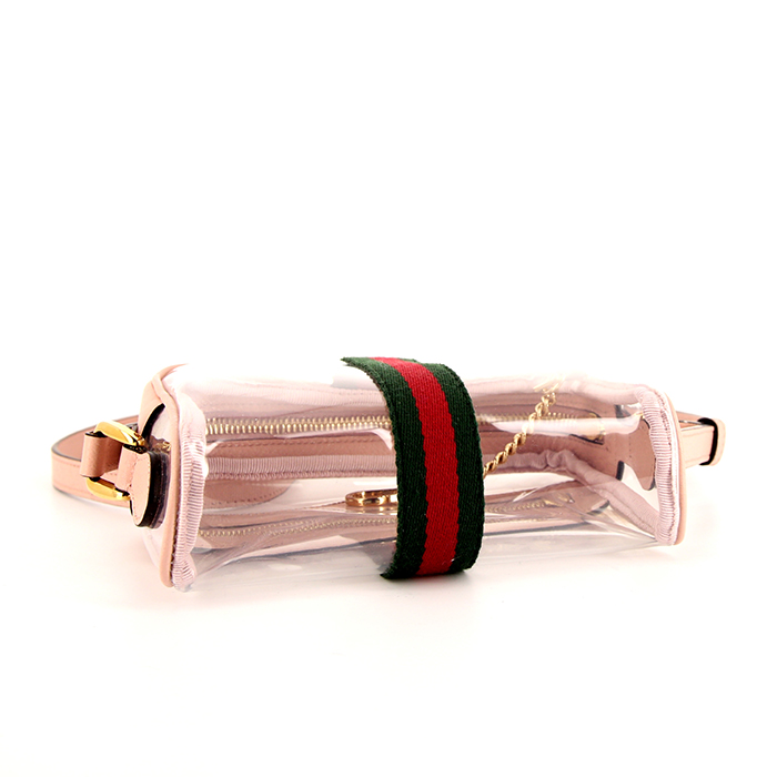 Gucci Ophidia shoulder bag in transparent plexiglas and pink leather - Detail D5