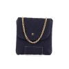 Chanel mini handbag in dark blue quilted jersey - 360 thumbnail