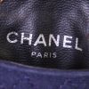 Chanel mini handbag in dark blue quilted jersey - Detail D3 thumbnail