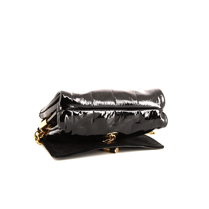 Sac bandoulière Saint Laurent en cuir verni noir - Detail D5