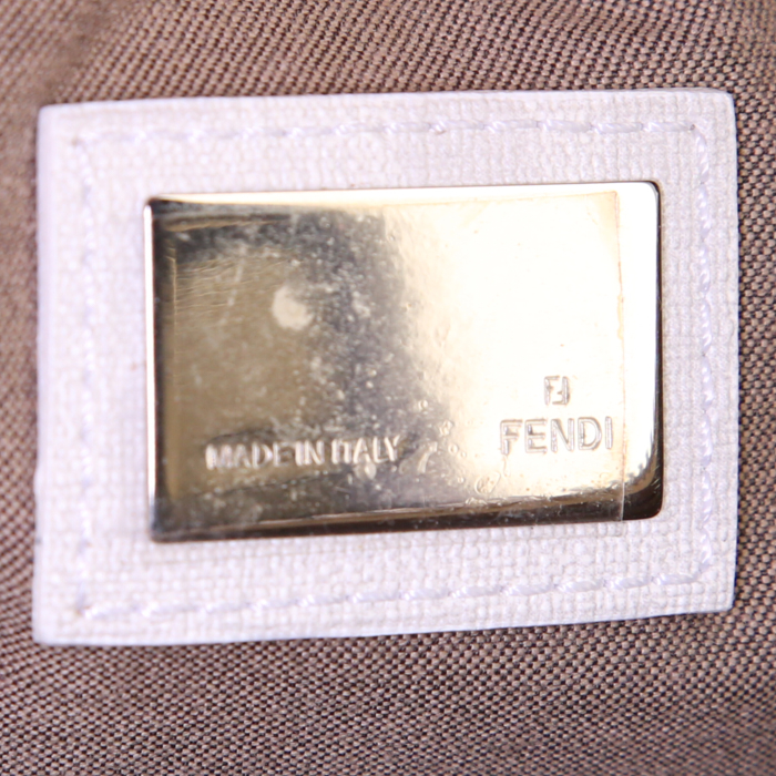 Fendi briefcase in white and grey monogram canvas and white leather - Detail D4