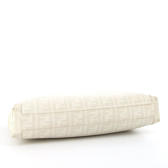 Porte-documents Fendi en toile monogram blanche et grise et cuir blanc - Detail D5