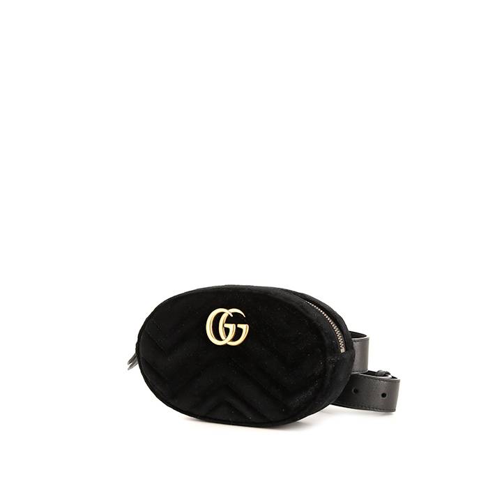 pochette-ceinture gucci gg marmont en velours matelassé noir et cuir