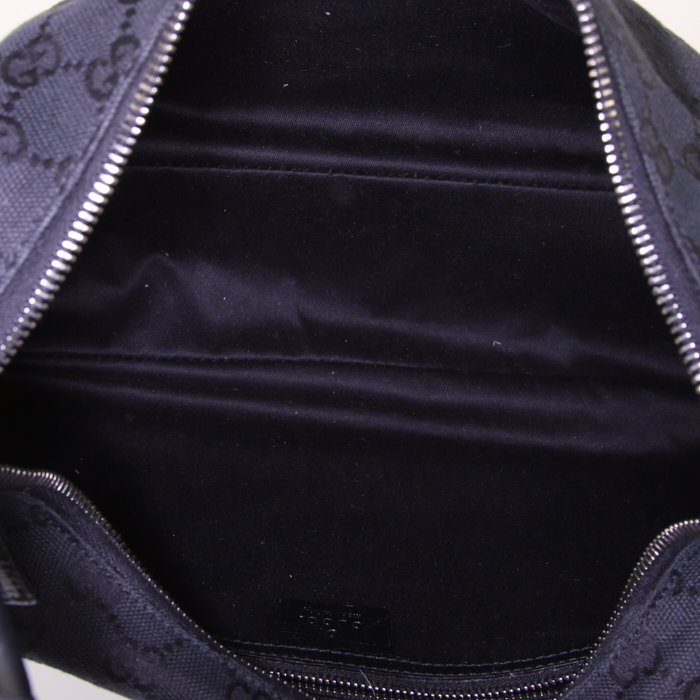 Sac à main Gucci Mors en toile monogram noire et cuir noir - Detail D2