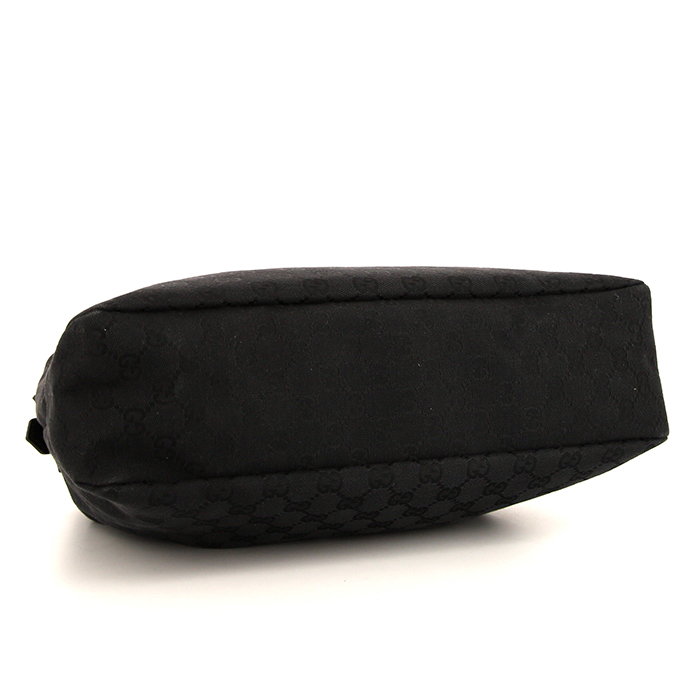 Sac à main Gucci Mors en toile monogram noire et cuir noir - Detail D4