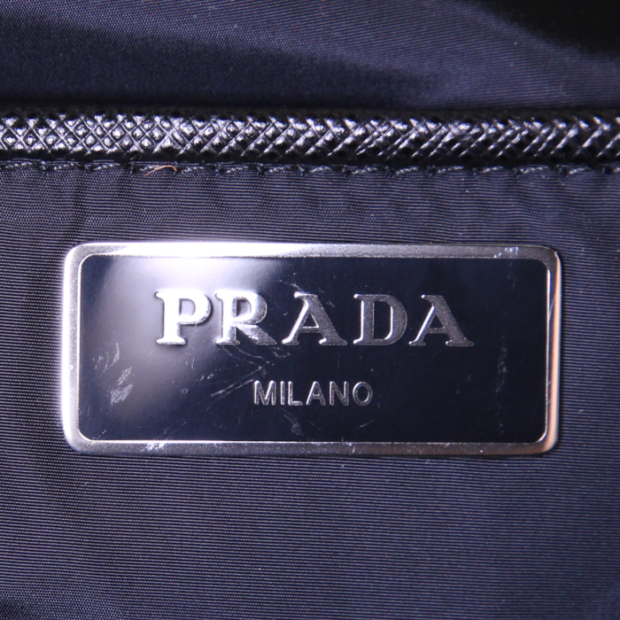 Sac cabas Prada en toile noire et cuir noir - Detail D4