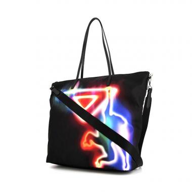 Shopping bag Prada in tela nera e pelle nera