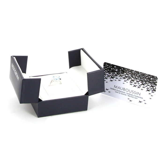 Sortija Mauboussin Toi Le Printemps en oro blanco,  topacio y diamantes - Detail D2