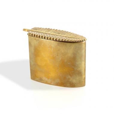 Line Vautrin, rare "Plume" (feather)  gilt bronze box, from the 1940’s, signed