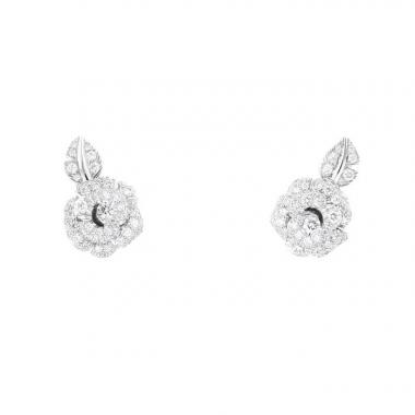 Pendientes Dior Rose Dior Bagatelle modelo mediano en oro blanco y diamantes