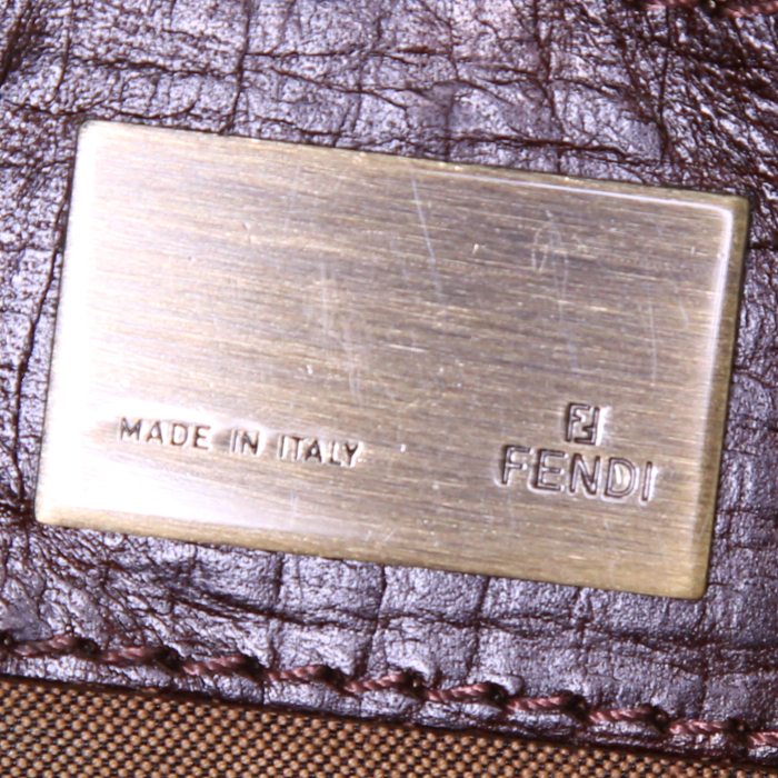 Fendi handbag in brown monogram canvas and brown leather - Detail D3