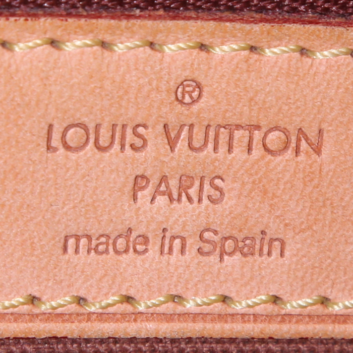 Sac à main Louis Vuitton Batignolles en toile monogram marron et cuir naturel - Detail D3