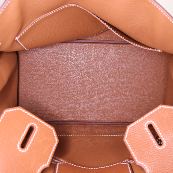 Sac à main Hermes Birkin 30 cm en cuir Barénia 24 Faubourg fauve - Detail D2