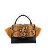 Celine Trapeze handbag in black and yellow leather and yellow python - 360 thumbnail