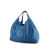 Shopping bag Gucci Soho in pelle martellata blu - 00pp thumbnail