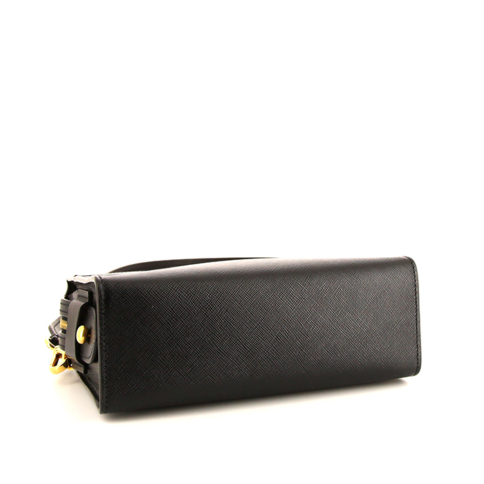 Prada shoulder bag in black leather saffiano - Detail D4
