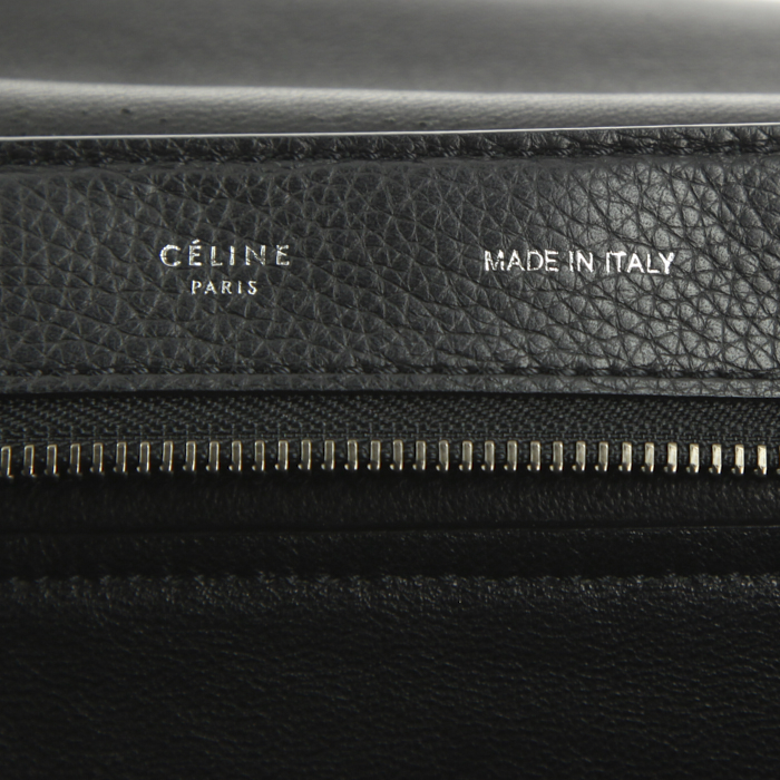 Celine Trapeze large model handbag in black leather and black suede - Detail D3